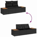 vidaXL Ensemble de canapé de jardin avec coussin 6 Pièces Noir Poly rotin