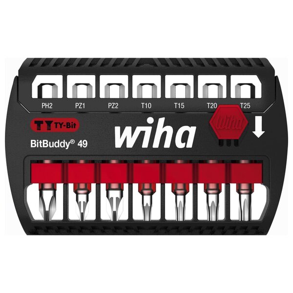 Wiha ensemble d'embouts ty phillips pozidriv torx 8 pièces bitbuddy 49 mm