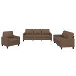 vidaXL Ensemble de canapés 3 Pièces avec coussins Marron Tissu