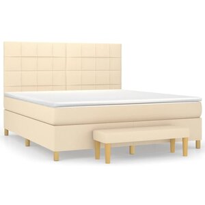 vidaXL Sommier à lattes de lit avec matelas Crème 180x200 cm Tissu
