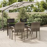 vidaXL Ensemble à manger de jardin coussins 5 Pièces noir et gris