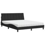 vidaXL Lit avec matelas noir 160x200 cm velours