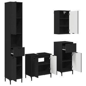 vidaXL Ensemble de mobilier de salle de bain avec tiroir Noir