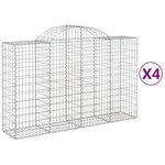 vidaXL Paniers à gabions arqués 4 Pièces 200x50x120/140 cm Fer galvanisé