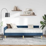 vidaXL Cadre de lit d'angle avec matelas avec matelas 2 Pièces Bleu tissu