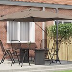 vidaXL Grand Parasol Déporté Taupe Polyester Grand Pliable Moderne