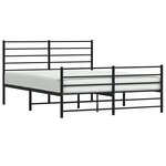 vidaXL Cadre de lit métal sans matelas avec pied de lit noir 150x200cm