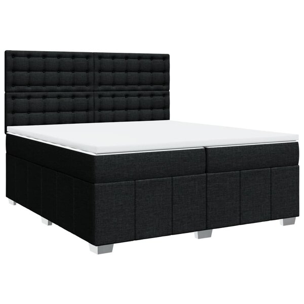 vidaXL Sommier à lattes de lit avec matelas Noir 200x200 cm Tissu