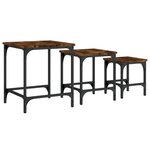 vidaXL Tables basses gigognes 3 Pièces chêne fumé bois d'ingénierie