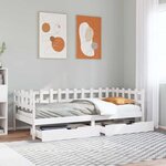 vidaXL Lit de jour et tiroirs sans matelas blanc 90x190 cm bois massif