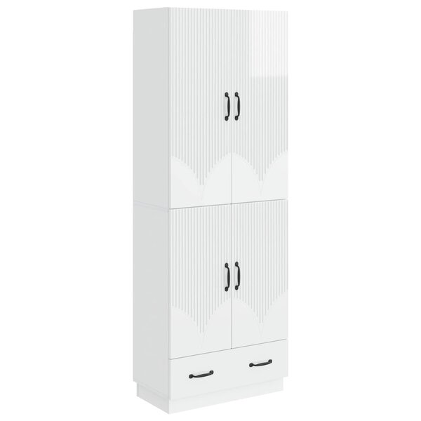 vidaXL Ensemble de Meubles 2 Pièces Blanc brillant Bois d'ingénierie