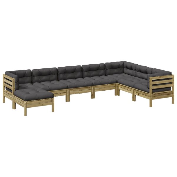 vidaXL Salon de jardin 8 Pièces avec coussins bois de pin imprégné