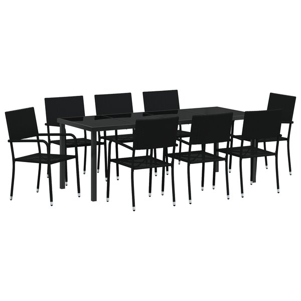 vidaXL Ensemble de salle à manger de jardin de 9 pièces en poly rattan noir