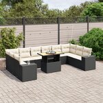 vidaXL Salon de jardin 11 Pièces avec coussins noir résine tressée