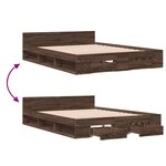 vidaXL Cadre de lit avec tiroirs sans matelas chêne marron 150x200 cm