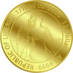 Pièce de monnaie en Or 12 Dollars g 0.031 (1/1000 oz) Millésime 2026 SIREN 1/1000 (PRÉCOMMANDE)