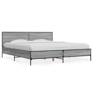 vidaXL Cadre de lit sonoma gris 180x200 cm bois d'ingénierie et métal