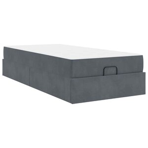vidaXL Cadre de lit avec matelas Gris foncé 90 x 200 cm Velours