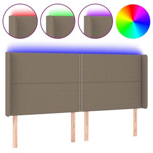 vidaXL Tête de lit à LED Taupe 203x16x118/128 cm Tissu