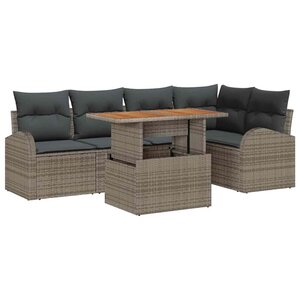 vidaXL Ensemble de canapé de jardin 6 Pièces Gris Poly rotin