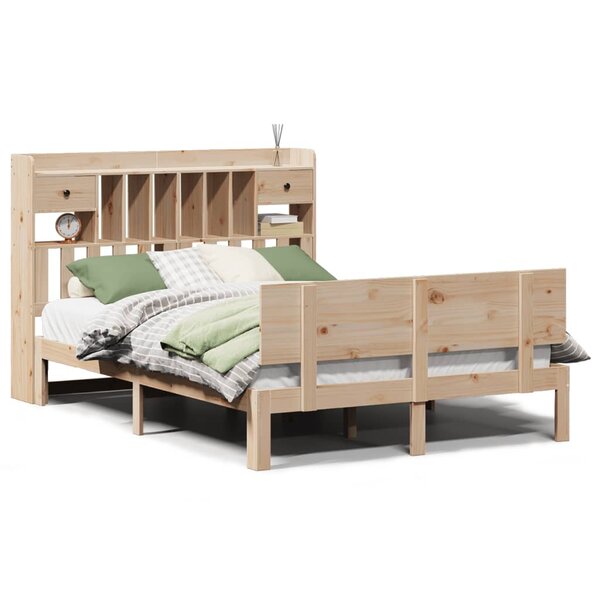 vidaXL Lit bibliothèque sans matelas 160x200 cm bois massif de pin
