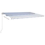 vidaXL Auvent rétractable automatique avec poteaux 5x3 m Bleu et blanc