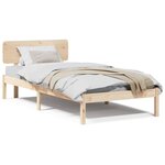 vidaXL Cadre de lit avec tête de lit 75x190 cm en pin massif
