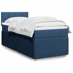 vidaXL Sommier à lattes de lit avec matelas Bleu 90x190 cm Tissu