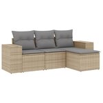 vidaXL Salon de jardin avec coussins 4 Pièces beige résine tressée
