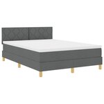 vidaXL Lit à ressort LED avec matelas Gris foncé 140 x 200 cm tissu