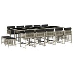 vidaXL Ensemble à manger de jardin et coussins 15 Pièces gris clair rotin