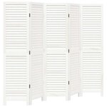 vidaXL Cloison de séparation 5 panneaux blanc bois de paulownia massif