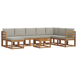 vidaXL Ensemble de canapés d'extérieur 9 Pièces Gris Naturel et Clair