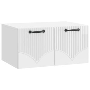 vidaXL Meuble TV mural Montage mural Blanc brillant 59 5 x 41 x 30 cm