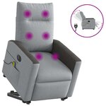 vidaXL Fauteuil inclinable de massage électrique Gris clair Tissu