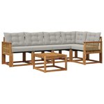 vidaXL Ensemble de canapés d'extérieur 6 pc Naturel et gris clair