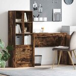 vidaXL Bureau avec rangement 2 Pièces Chêne fumé 90 x 40 x 76 cm