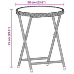 vidaXL Ensemble de bistro avec coussins 3 Pièces marron rotin et verre