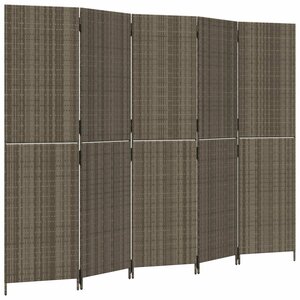 vidaXL Cloison de séparation 5 panneaux gris résine tressée