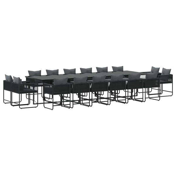 vidaXL Ensemble de salle à manger pour jardin 17 Pièces Noir Acier