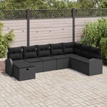 vidaXL Ensemble de canapé de jardin avec coussin 8 Pièces Noir Poly rotin