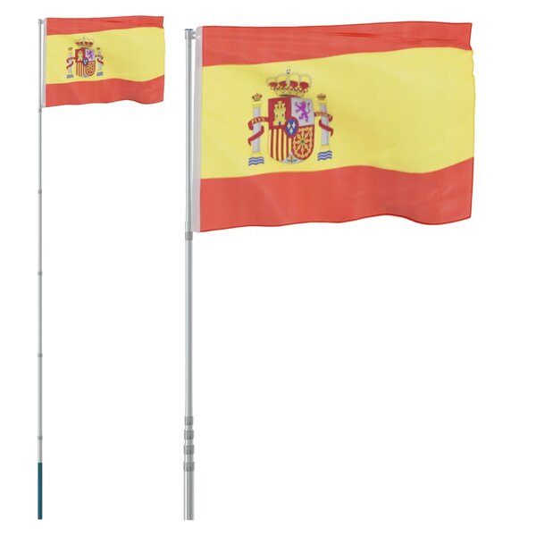 vidaXL Drapeau de l'Espagne et mât 5 55 m Aluminium