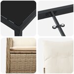 vidaXL Set de Dîner de Jardin 7 Pièces avec Coussins Beige Poly Rattan