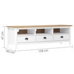 vidaXL Meuble TV Hill Range Blanc 158x40x47 cm Bois de pin solide