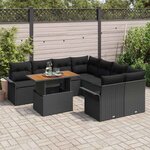 vidaXL Ensemble de canapé de jardin 9 Pièces Noir Poly rotin