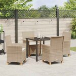 vidaXL Ensemble de salle à manger pour jardin 5 Pièces Beige polyrotin
