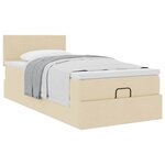 vidaXL Cadre de lit ottoman avec matelas crème 90x190 cm tissu