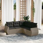 vidaXL Salon de jardin 5 Pièces avec coussins gris résine tressée