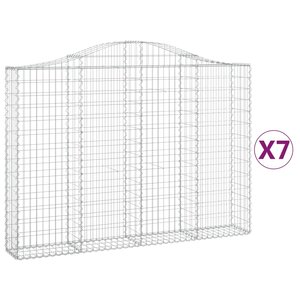 vidaXL Paniers à gabions arqués 7 Pièces 200x30x140/160 cm Fer galvanisé
