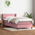 vidaXL Sommier à lattes de lit avec matelas rose 90x220 cm velours